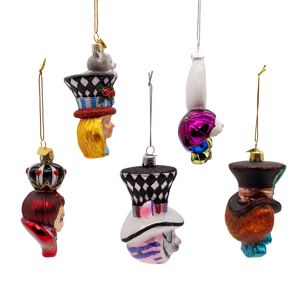 Kurt Adler 4.5-5-Inch Noble Gems Glass Alice Characters Ornaments